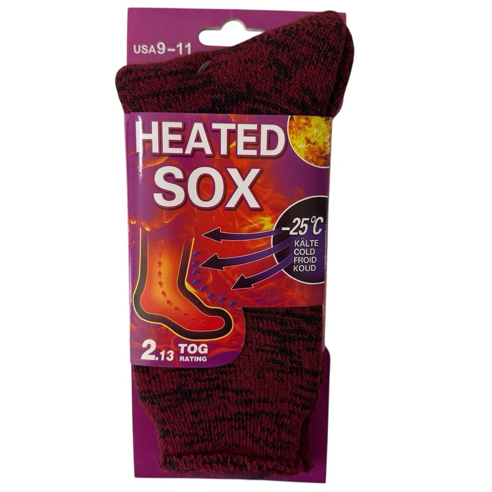 Heated Sox Red Blk Thermal Insulated Heavy Duty 2.13 TOG WOMEN Sz 9 to 11 NEW